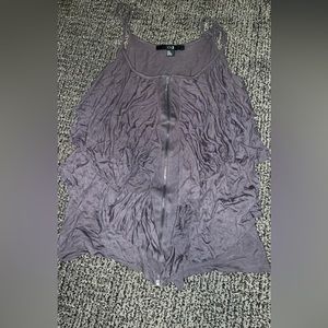 Gray flowy zippered down going out top